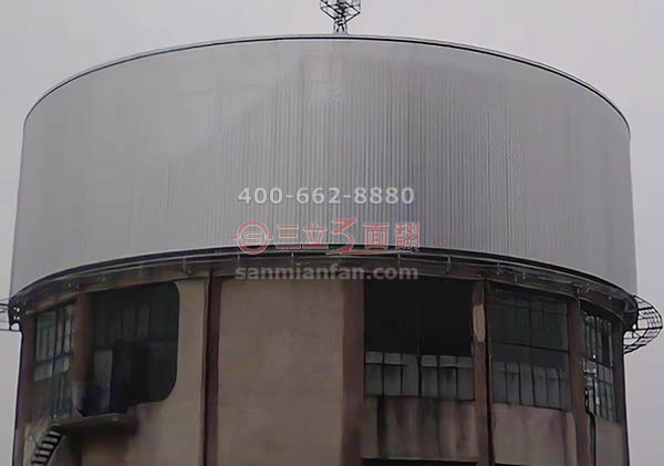 湖北荊州江陵圓型水塔三面翻弧形廣告牌案例圖片